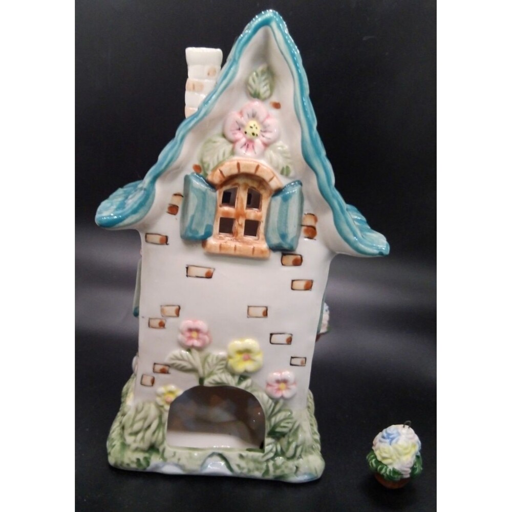 Happy Cottage/House/Bird Flowers Lighted Lamp Lantern Floral - Picture 4 of 7